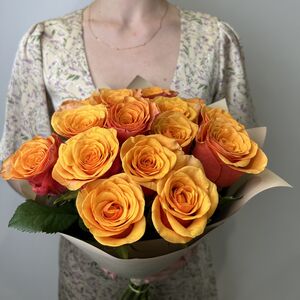 Букет из 15 красно-желтых Роз "Испания"(60см)